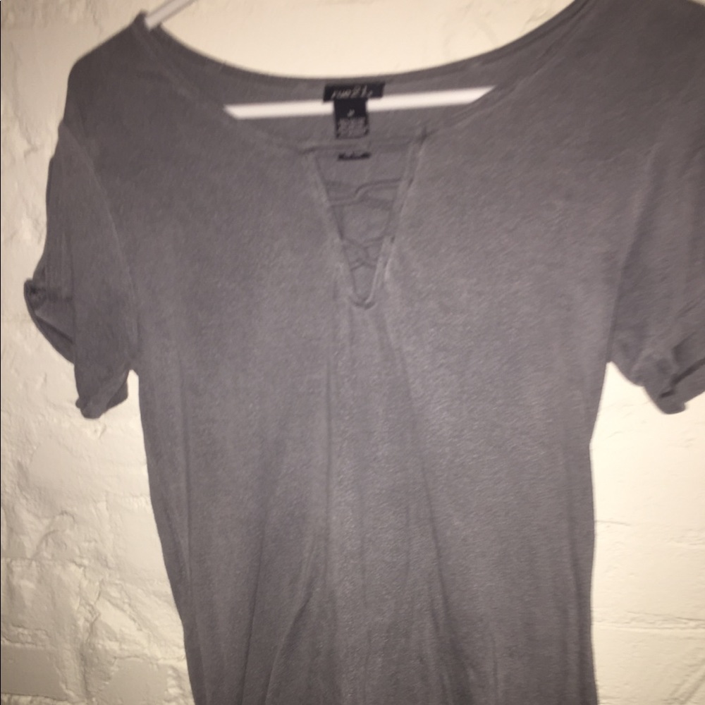T-shirt with lace up detail.